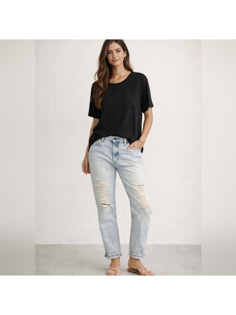 Venus Bleached Light Acid Washed Destructed Distressed Boyfriend Jeans Size 8